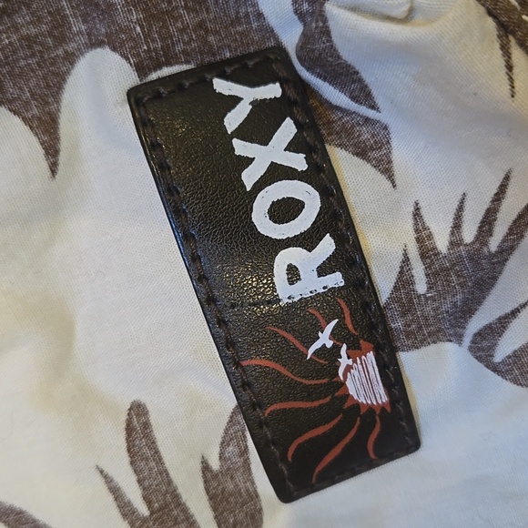 Roxy 100% Cotton Brown/White Tropical Floral Print Crossbody Bag - Picture 2 of 11